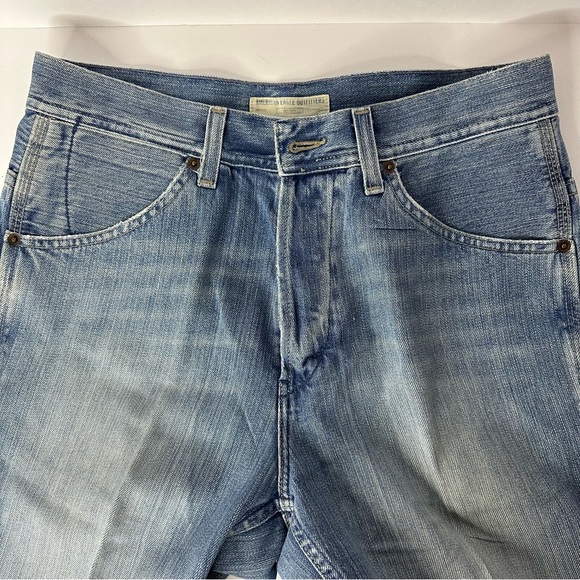 🍓American Eagle Button fly Carpenter Jeans 29x30 Light Wash Denim wide leg - Picture 2 of 11